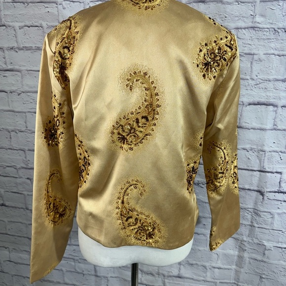 ANAGE Gold Embellished Jacket. Vintage Dry Clean Only Size Small Pre-Owned - Picture 2 of 15